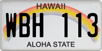HI license plate WBH113
