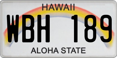HI license plate WBH189