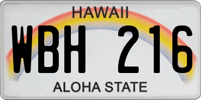 HI license plate WBH216