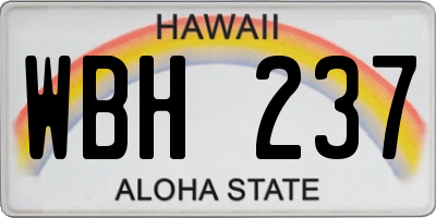 HI license plate WBH237