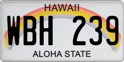 HI license plate WBH239