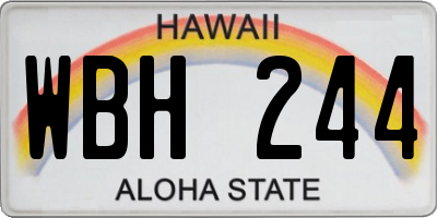 HI license plate WBH244