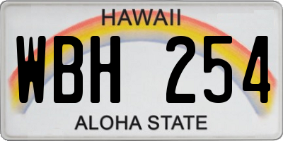 HI license plate WBH254