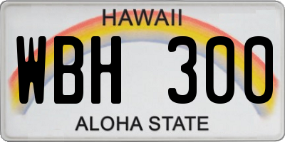 HI license plate WBH300