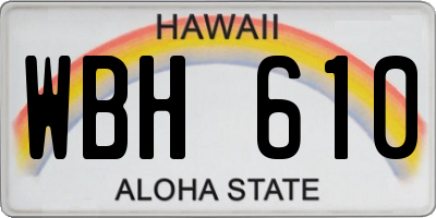 HI license plate WBH610