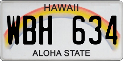HI license plate WBH634