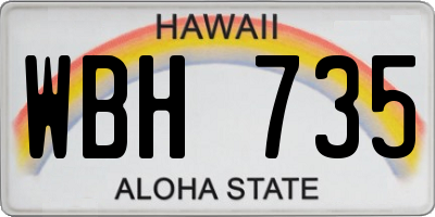 HI license plate WBH735