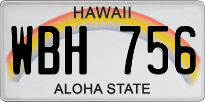 HI license plate WBH756