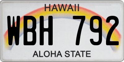 HI license plate WBH792