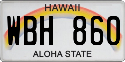 HI license plate WBH860