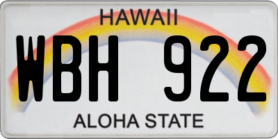 HI license plate WBH922