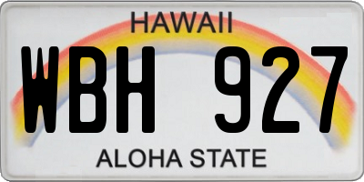 HI license plate WBH927