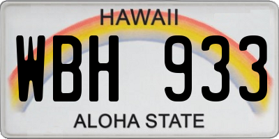 HI license plate WBH933