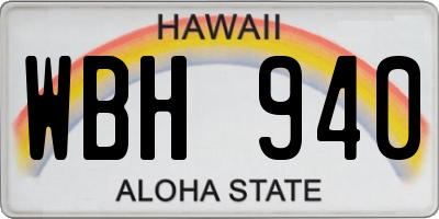 HI license plate WBH940