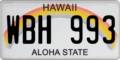 HI license plate WBH993