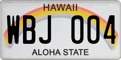 HI license plate WBJ004