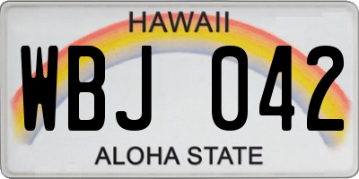 HI license plate WBJ042