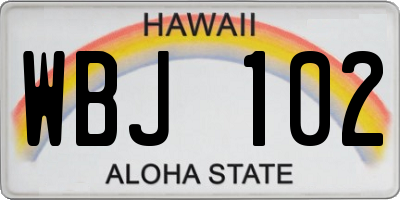 HI license plate WBJ102