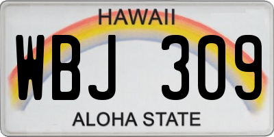 HI license plate WBJ309