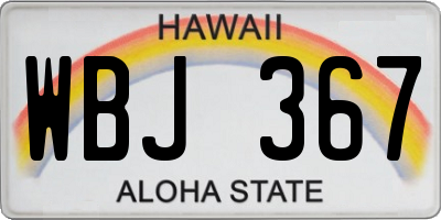 HI license plate WBJ367