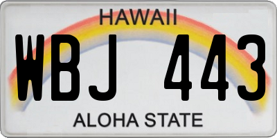 HI license plate WBJ443