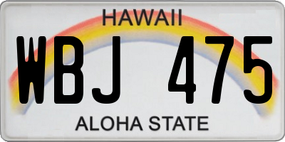 HI license plate WBJ475
