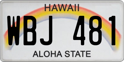 HI license plate WBJ481