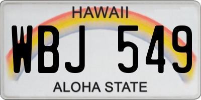 HI license plate WBJ549