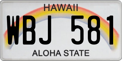 HI license plate WBJ581