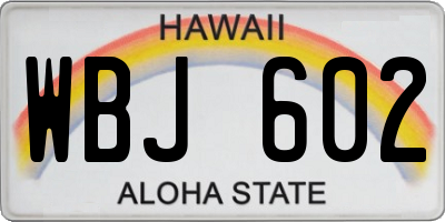 HI license plate WBJ602