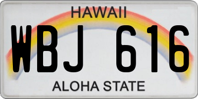 HI license plate WBJ616