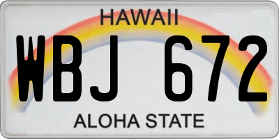 HI license plate WBJ672