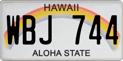 HI license plate WBJ744