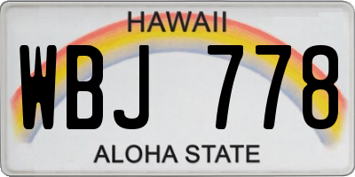 HI license plate WBJ778