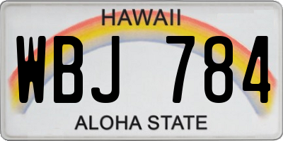 HI license plate WBJ784