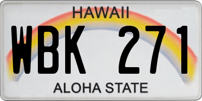 HI license plate WBK271
