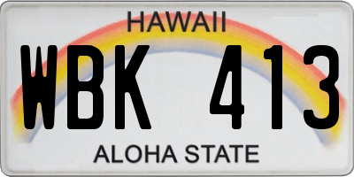 HI license plate WBK413