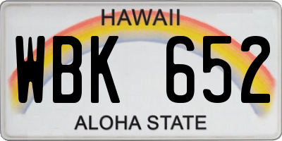 HI license plate WBK652