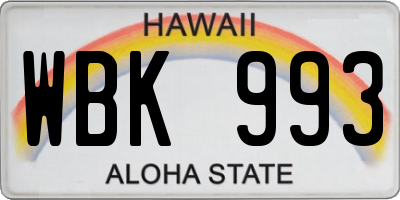 HI license plate WBK993
