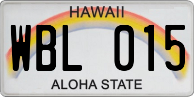HI license plate WBL015