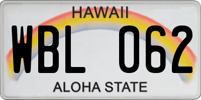 HI license plate WBL062