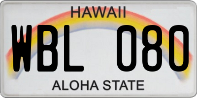 HI license plate WBL080