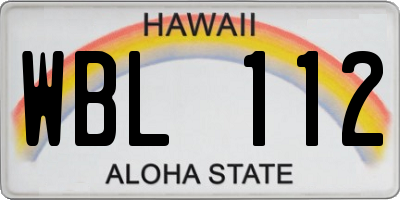 HI license plate WBL112