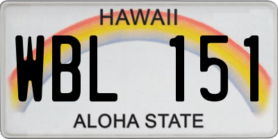 HI license plate WBL151