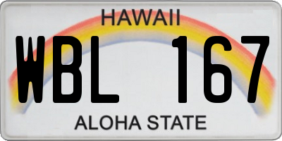 HI license plate WBL167