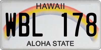 HI license plate WBL178