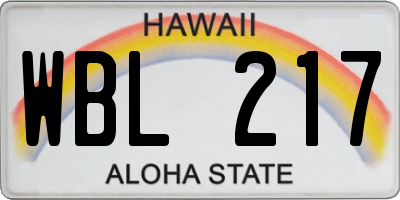 HI license plate WBL217