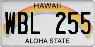 HI license plate WBL255