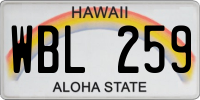 HI license plate WBL259
