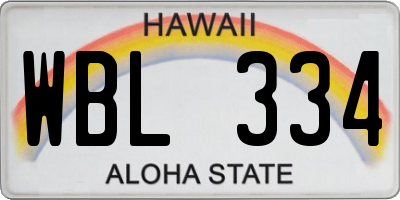HI license plate WBL334